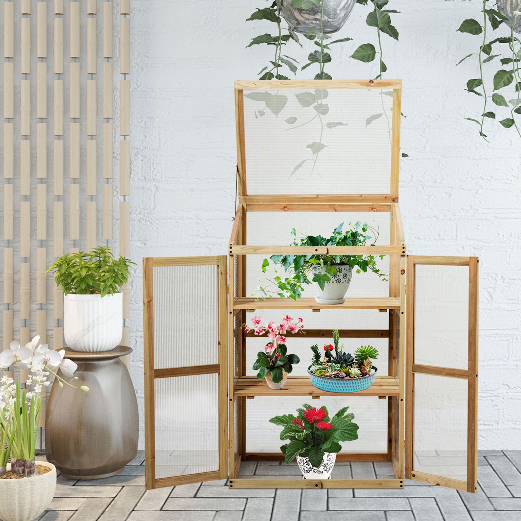 The Range Mini Wooden Cold Frame Greenhouse - Brown