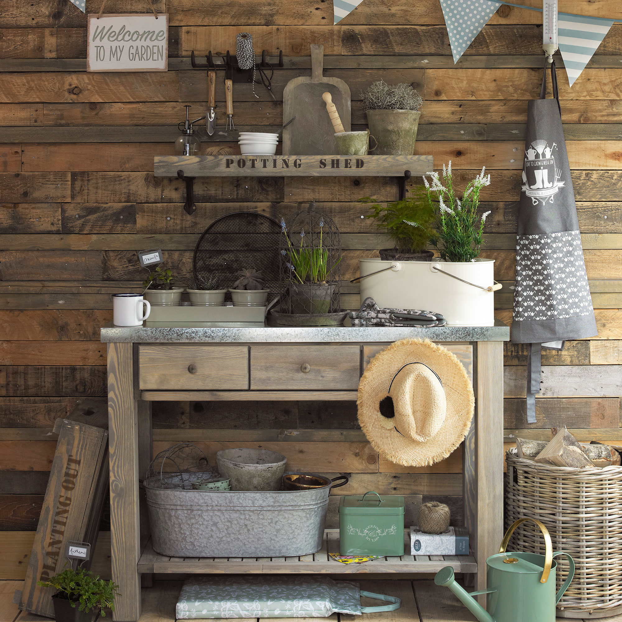 Wooden potting bench