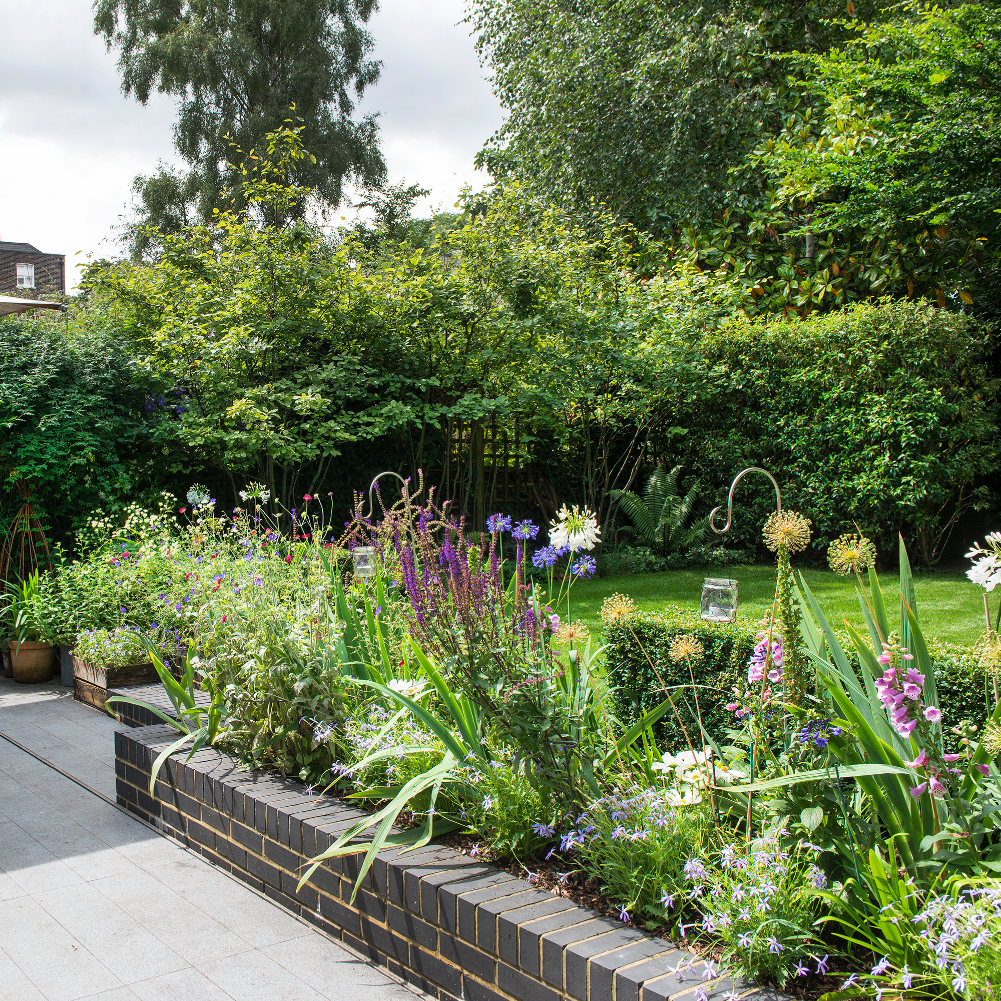 Garden with purple garden borders